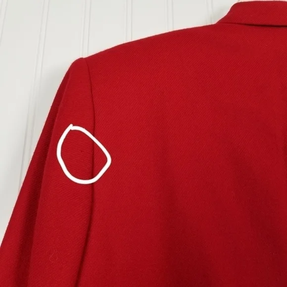 Vintage 80s Pendleton 100% Wool Blazer Red Gold Embossed Buttons Size 8 USA - Picture 7 of 16